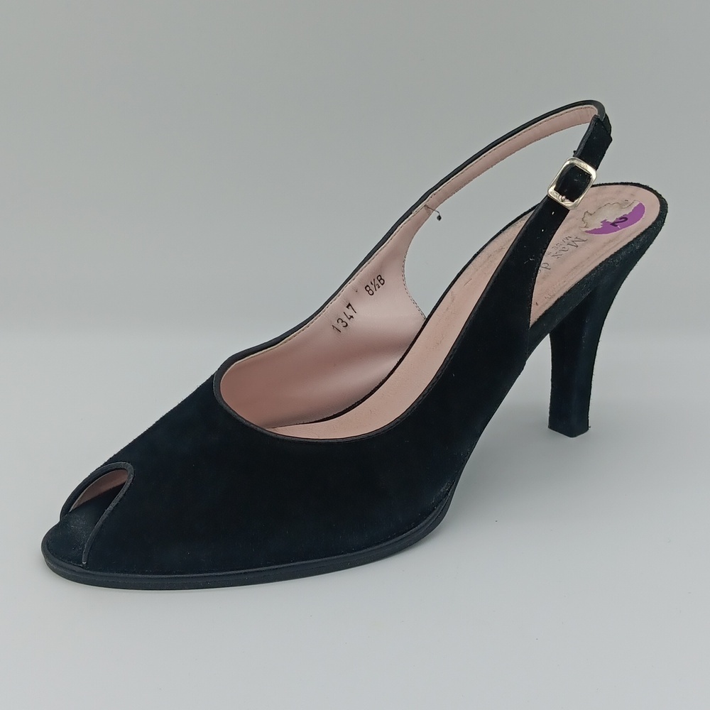 Max de Carlo Suede Peep-Toe Heels